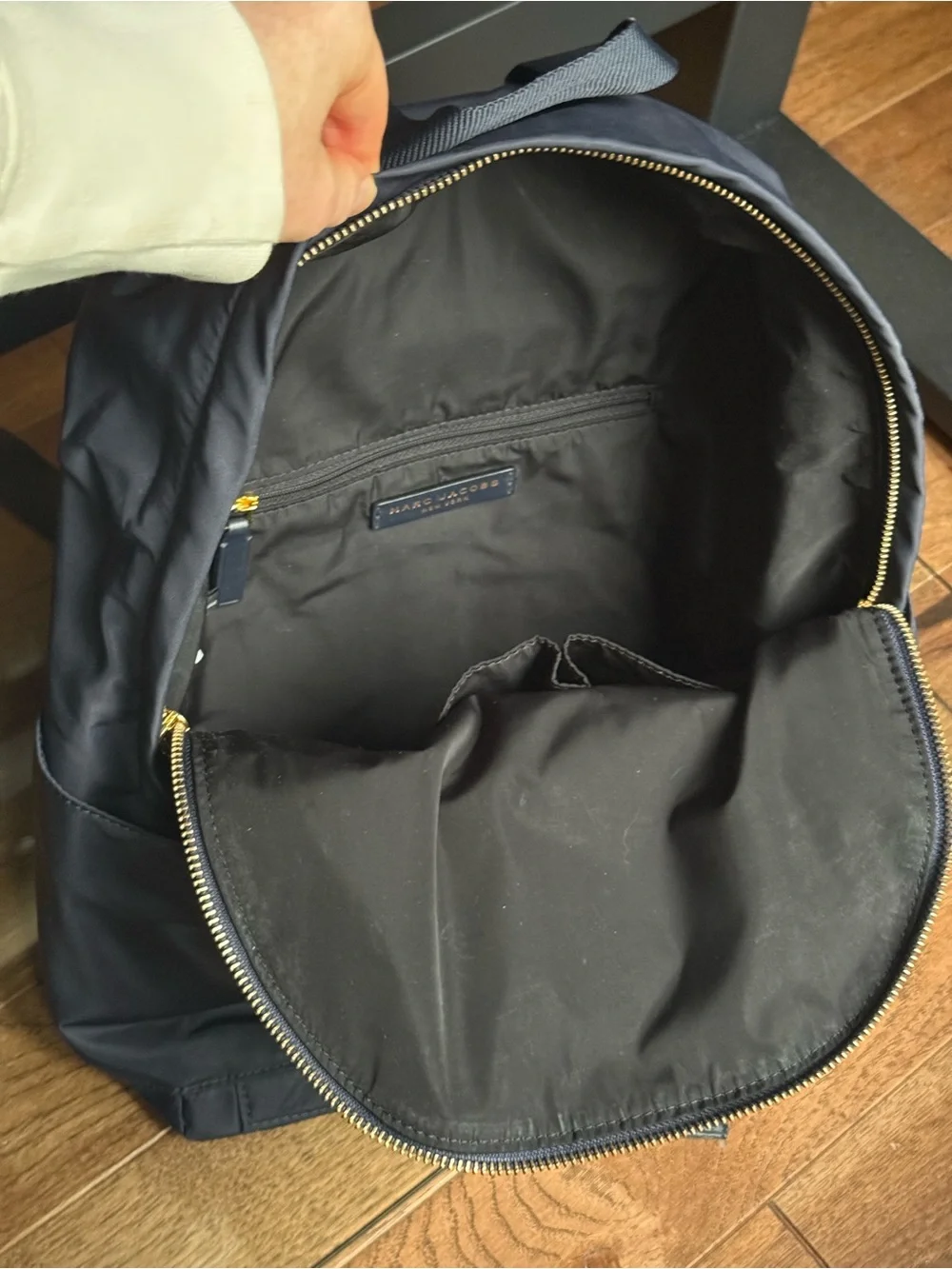 Marc Jacobs Navy Backpack with Gold Hardware